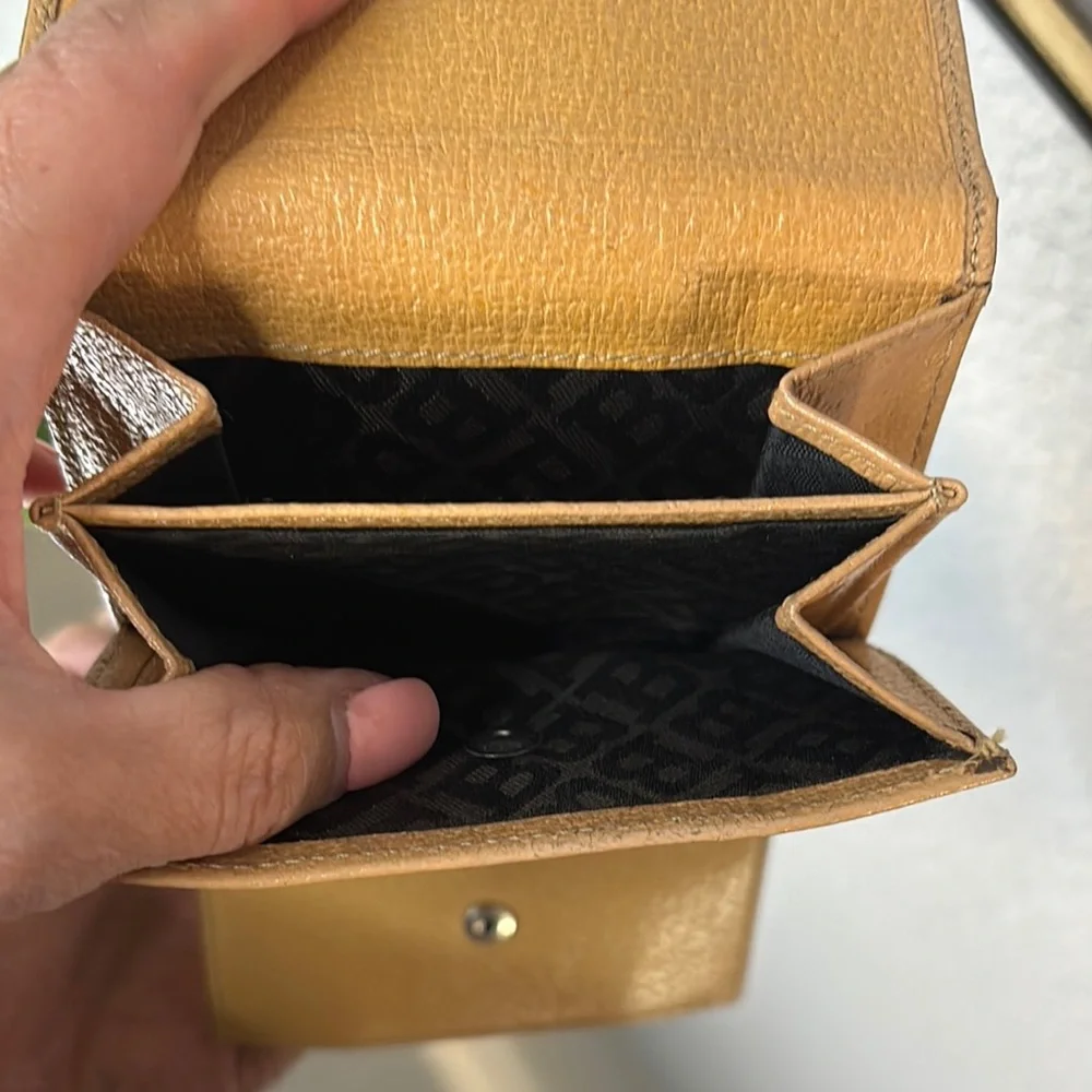 Bally Gold Leather Wallet. With wear
